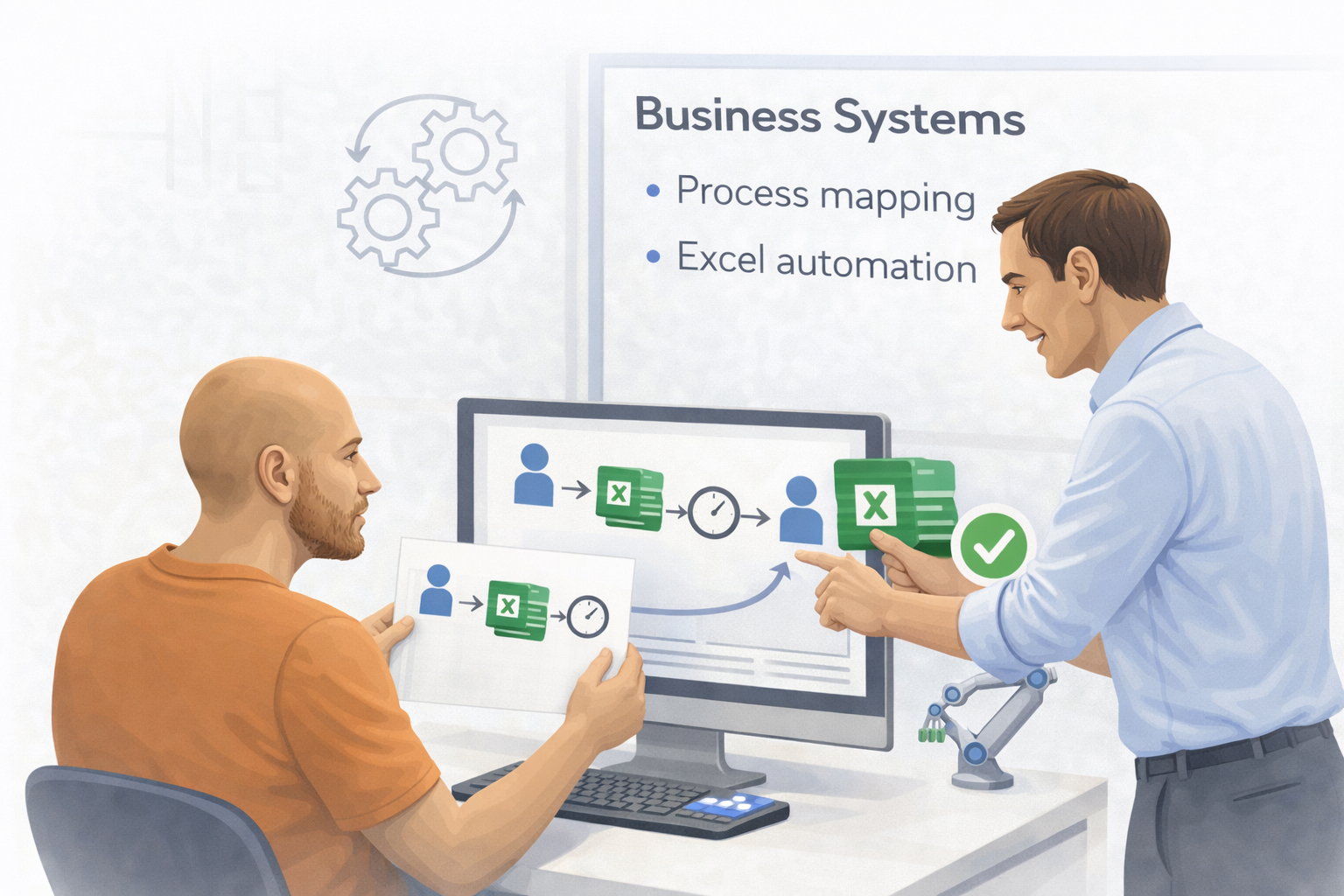 Business systems organisational efficiency illustration