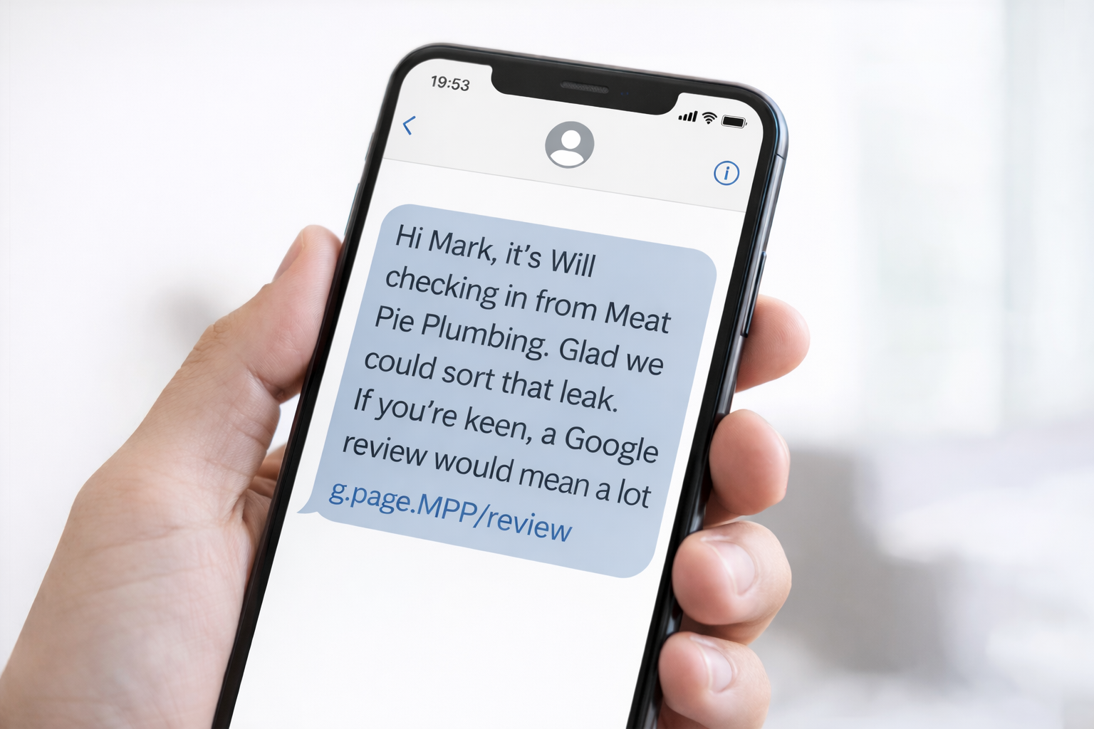 Customized review request example